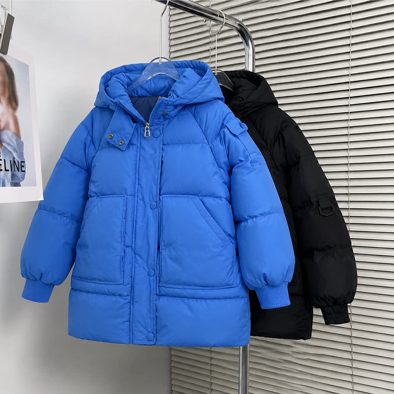 新款儿童羽绒棉服连帽休闲款外套冬季大童中长款男童加厚羽绒棉服