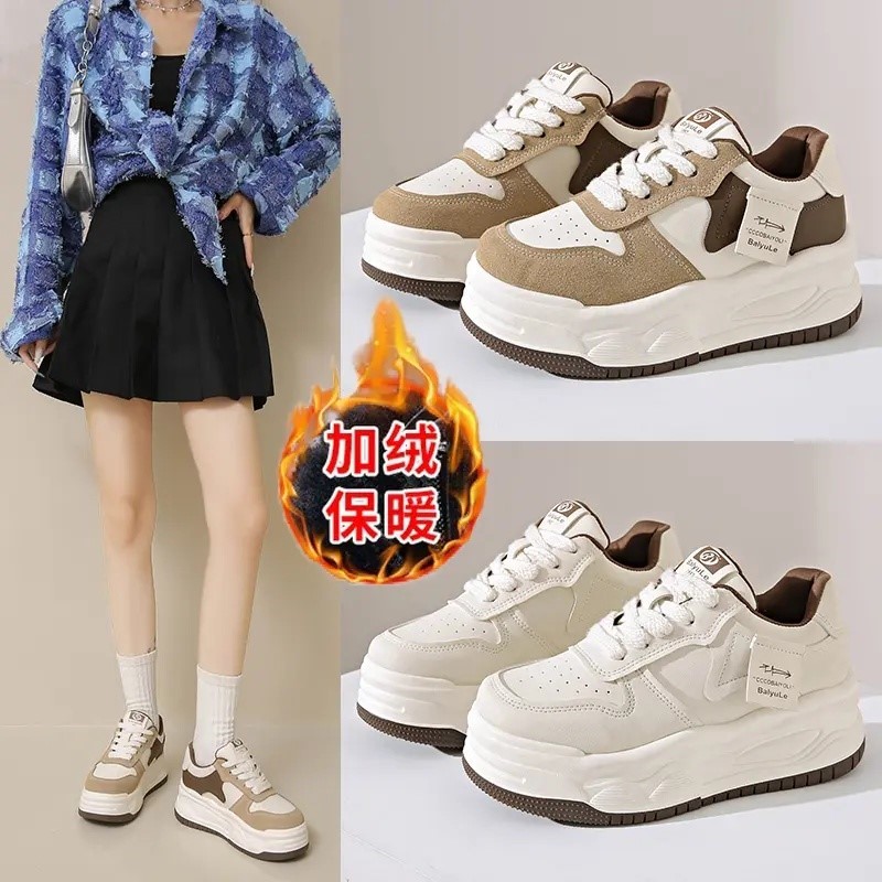 秋冬时尚厚底真皮小白鞋女鞋2025