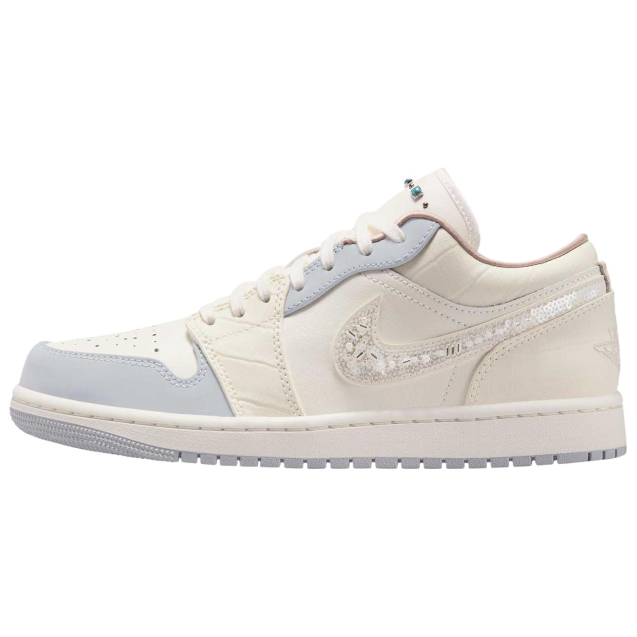 Jordan Air Jordan 1 舒适经典复古简约低帮减震篮球鞋 女款 米白