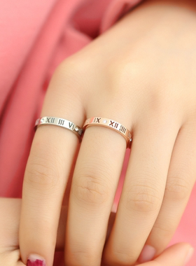 韩版戒子银色玫瑰金情侣饰品