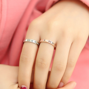 三色戒子银色18K玫瑰金对戒罗马情侣戒指 韩版 饰品 包邮 精致新品