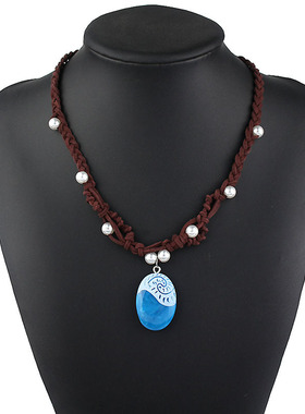 时尚海洋奇缘项链莫阿娜Moana仿珍珠蓝色吊坠饰品民族风