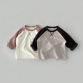 T恤春秋季 男女宝宝休闲长袖 儿童简约上衣 打底衫 婴儿纯棉衣服秋装