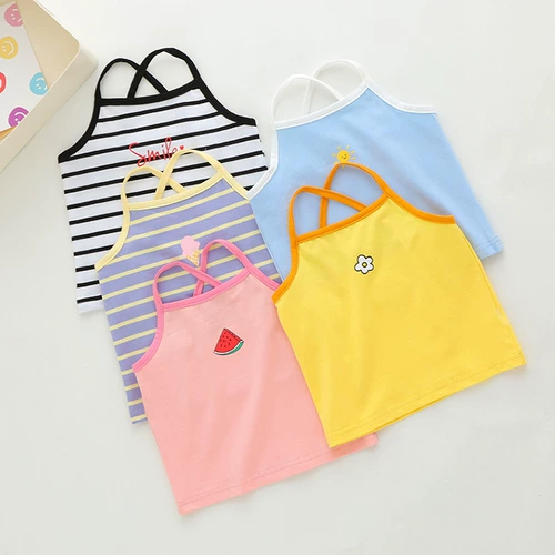 Летняя тонкая хлопковая майка, мультяшная детская базовая футболка для девочек для новорожденных, эффект подтяжки