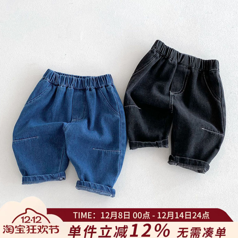 儿童纯色牛仔裤春秋季韩版童装