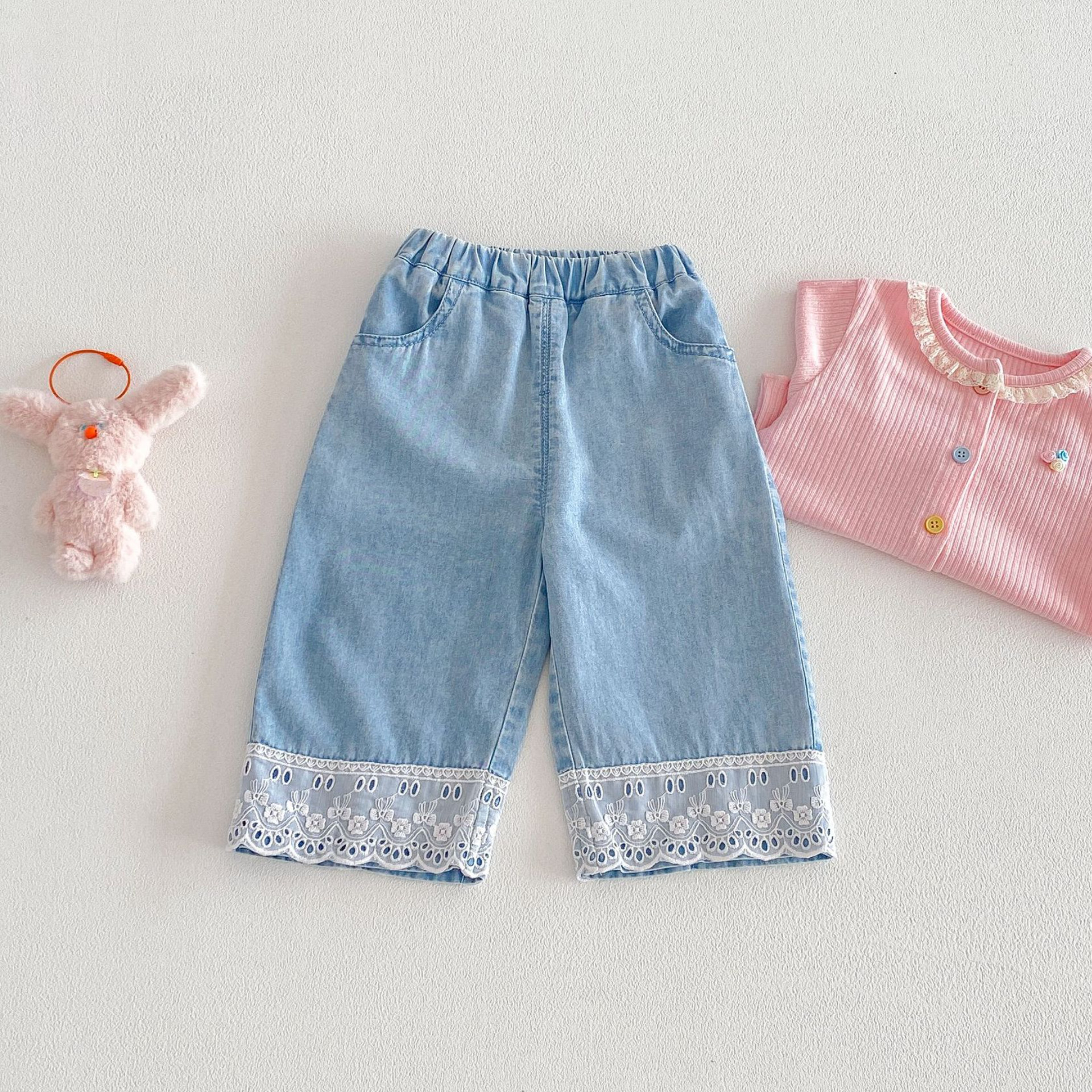 女童韩版牛仔裤2026新款春季宝宝洋气花边休闲裤儿童可爱春装裤子,童装/婴儿装/亲子装,儿童牛仔裤,淘宝优惠券,粉丝福利购,淘宝优惠卷