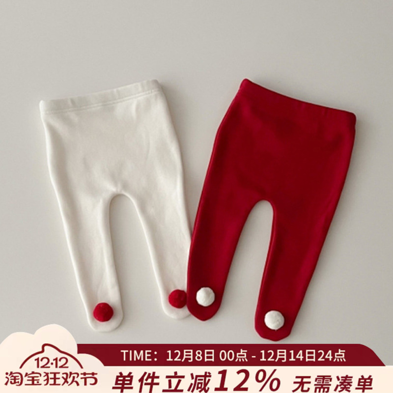 可爱球球连裤袜纯棉打底裤