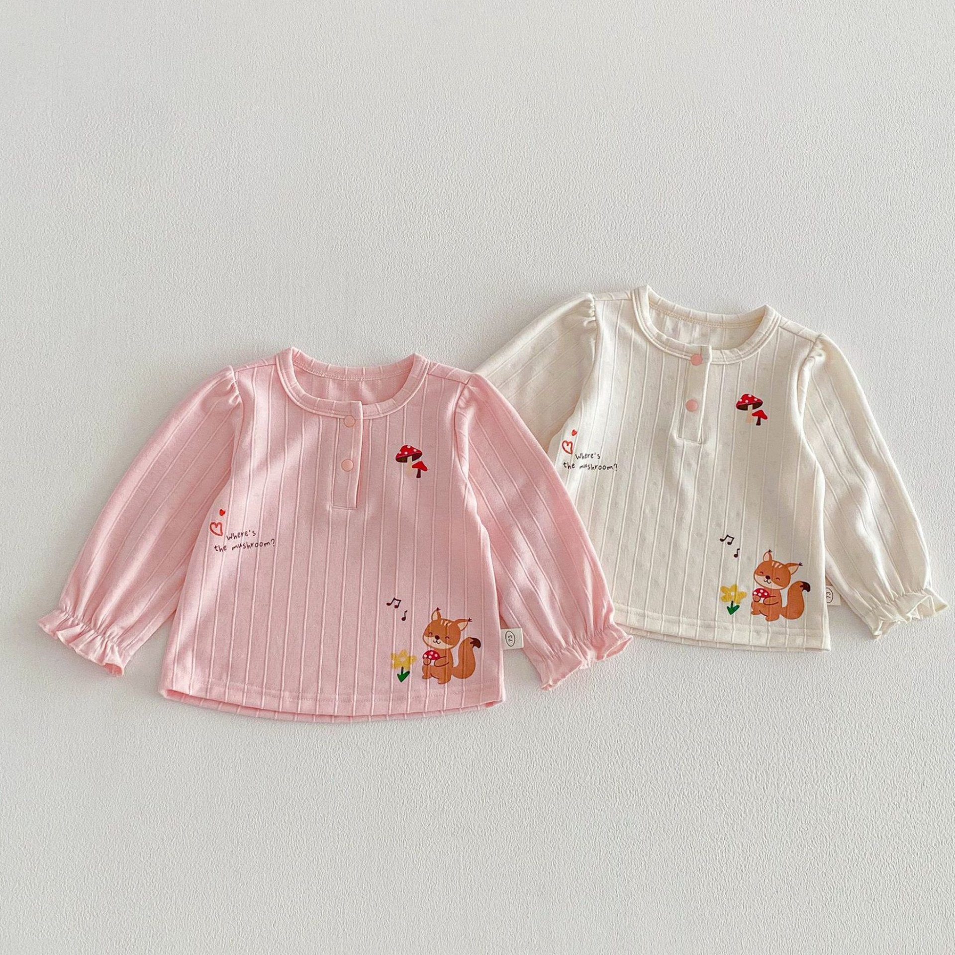 女童小松鼠T恤2026新款春季宝宝洋气韩版蘑菇打底衫儿童可爱春装,童装/婴儿装/亲子装,T恤,淘宝优惠券,粉丝福利购,淘宝优惠卷