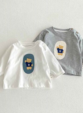 宝宝纯棉打底衫韩版春秋装儿童卡通圆领上衣0-2岁男小童百搭T恤女