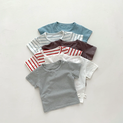 Детский комбинезон, летняя одежда, детская тонкая хлопковая универсальная футболка с коротким рукавом, короткий рукав