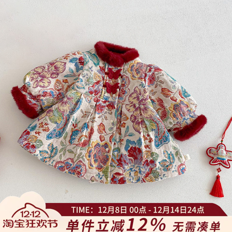 冬季女童夹棉加厚公主裙拜年服