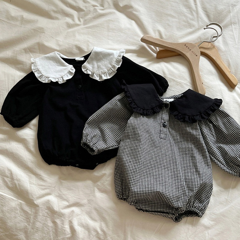 2025春秋装新款女宝宝可爱包屁衣洋气大翻领哈衣女婴童连身衣爬服