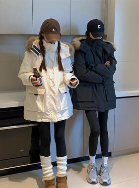 中款棉服女2025年冬季新款中长款宽松情侣派克服工装加厚棉袄外套