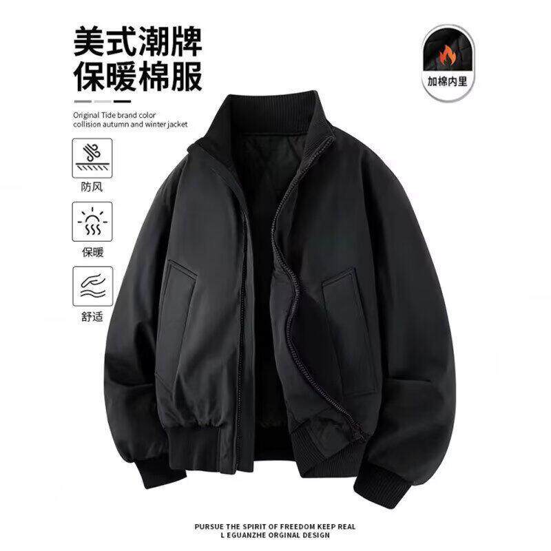 复古秋冬季加厚飞行员夹克棉衣女式羽绒棉棉服短款立领棒球服美式