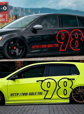 适用于大众高尔夫8汽车拉花高7 POLOGTI车身彩条车贴改装车身贴纸