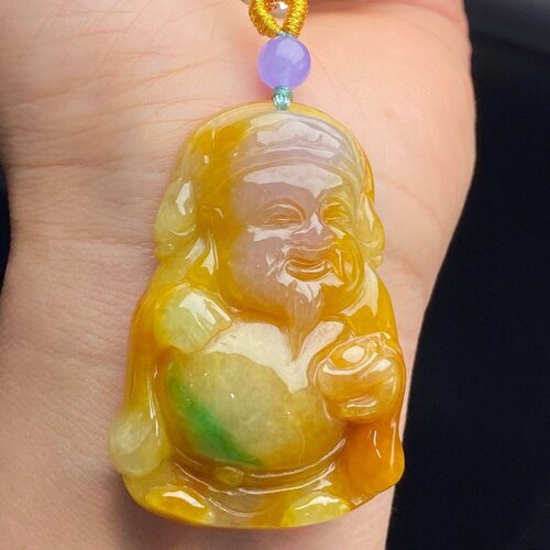 缅甸天然正品翡翠a货老坑冰黄翡财神挂件生肖龙蛇守护神玉吊坠