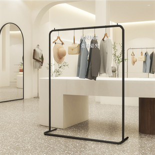 男女服装店落地式挂衣架陈列架高档哑光黑服装展示架网红货架新款