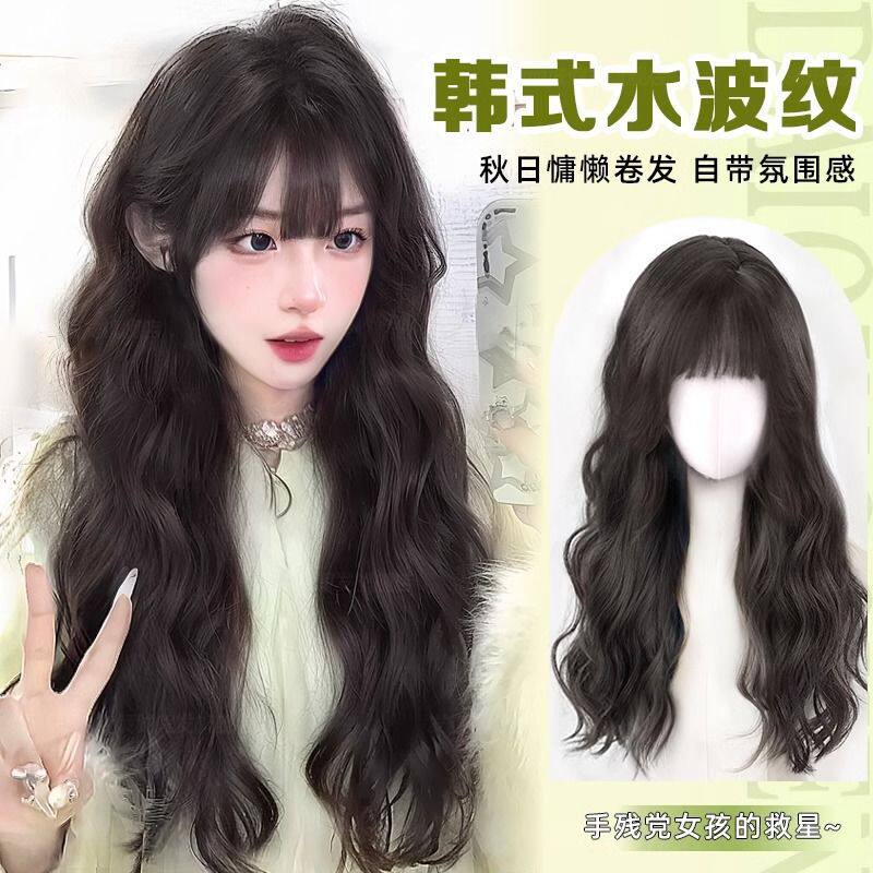 假发女全头套齐刘海减龄羊毛卷仿真长发慵懒大波浪卷发水波纹气质