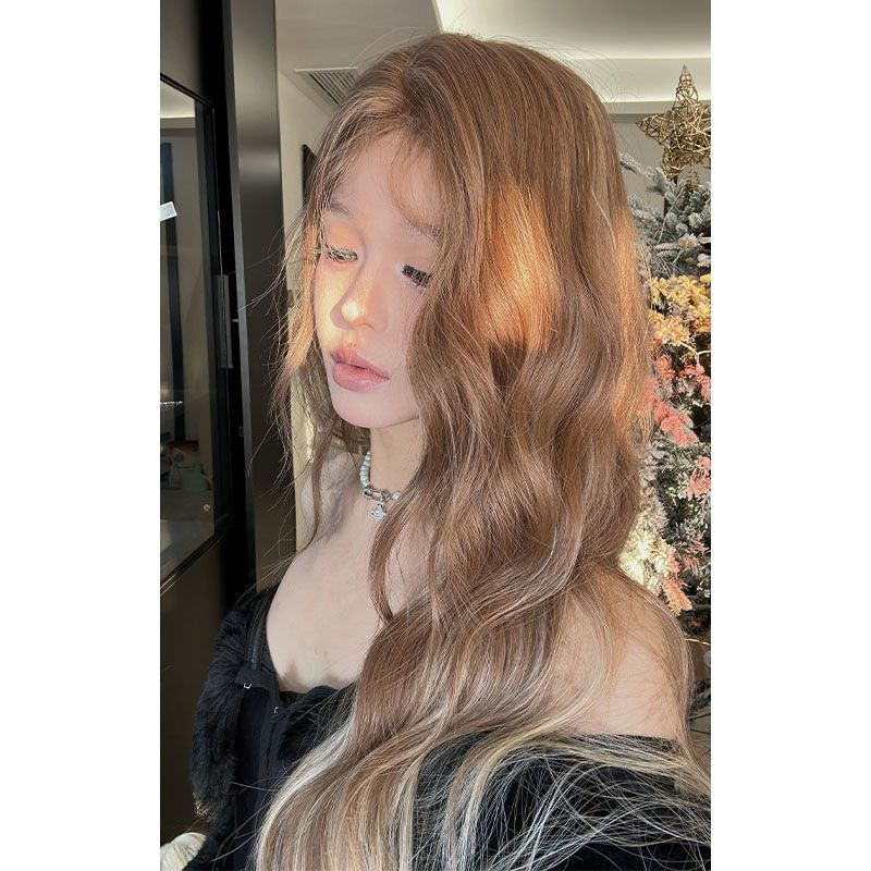 亚裔渐变水波纹假发全头气质挑染渐变卷发女神发仿真长卷发