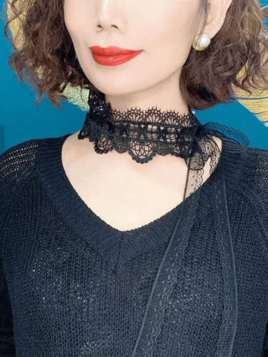 2026春夏新款韩版纯色装饰蕾丝花边遮颈纹丝巾女时尚百搭飘带围巾