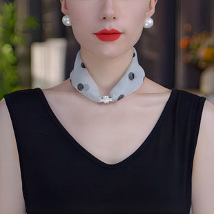 2025夏季新款炫彩护颈磁扣丝巾女时尚百搭遮颈纹围巾外搭围脖薄款