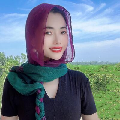 2026春夏新款时尚百搭复古围脖围巾麻花辫褶皱女士包头巾棉麻披肩