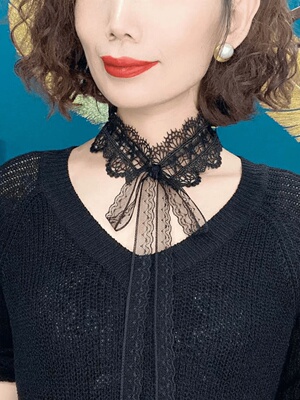 2026春秋新款韩版蕾丝花边遮颈纹丝巾女时尚百搭气质飘带围巾围脖