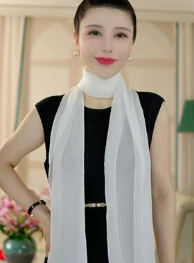 2026春秋新款纯色天丝长条丝巾时尚防晒薄款透气舒适细窄围巾女