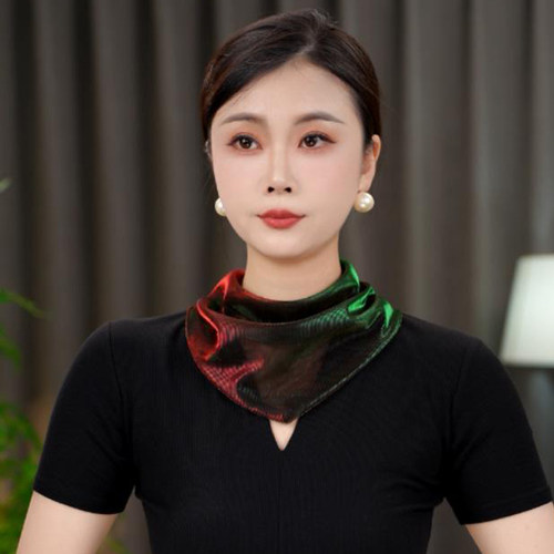 2026春夏新款韩版贝珠炫彩丝巾女时尚百搭护颈三角巾围巾懒人围脖