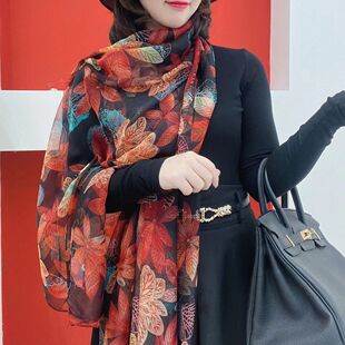 2025秋冬新款长款优柔纱丝巾围巾四季可用保暖沙滩巾百搭披肩