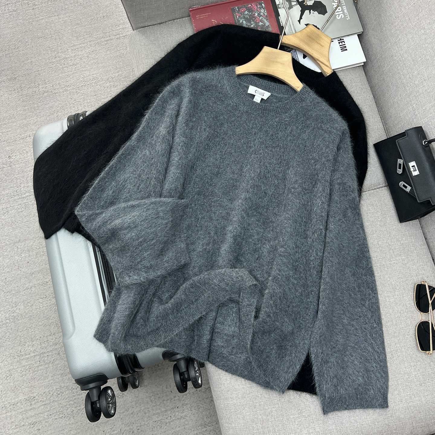 100%山羊绒~拉绒慵懒风羊绒衫女