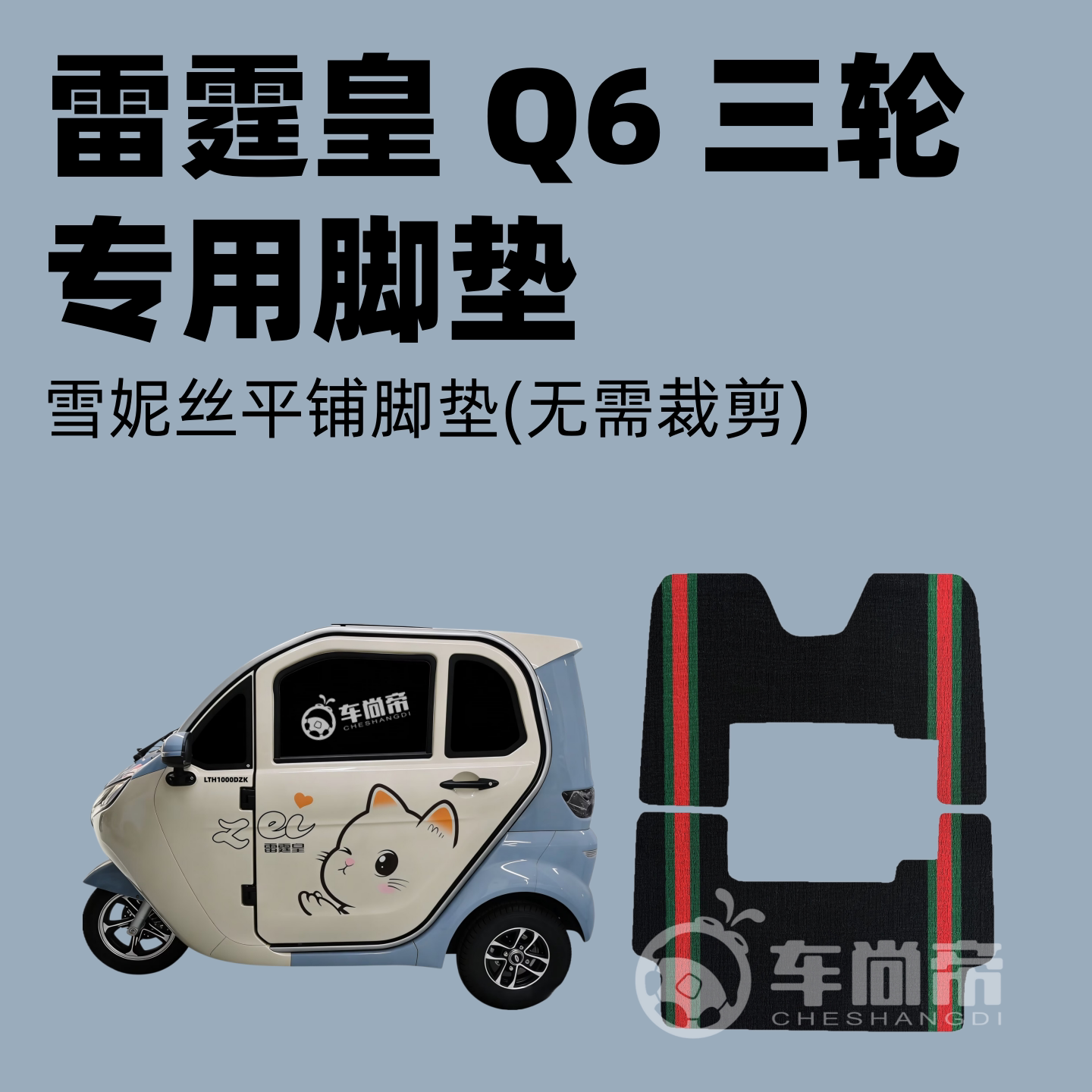 【雷霆皇Q6专用脚垫】LTH1000DZK电动三轮车q6专用雪妮丝丝圈脚垫