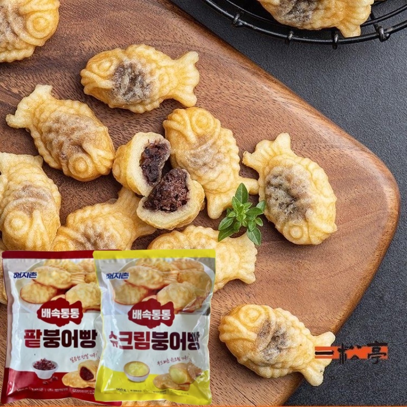 韩国进口海地村传统糕点红豆泡芙鲫鱼形烧鱼饼鲷鱼烧夹心儿童零食