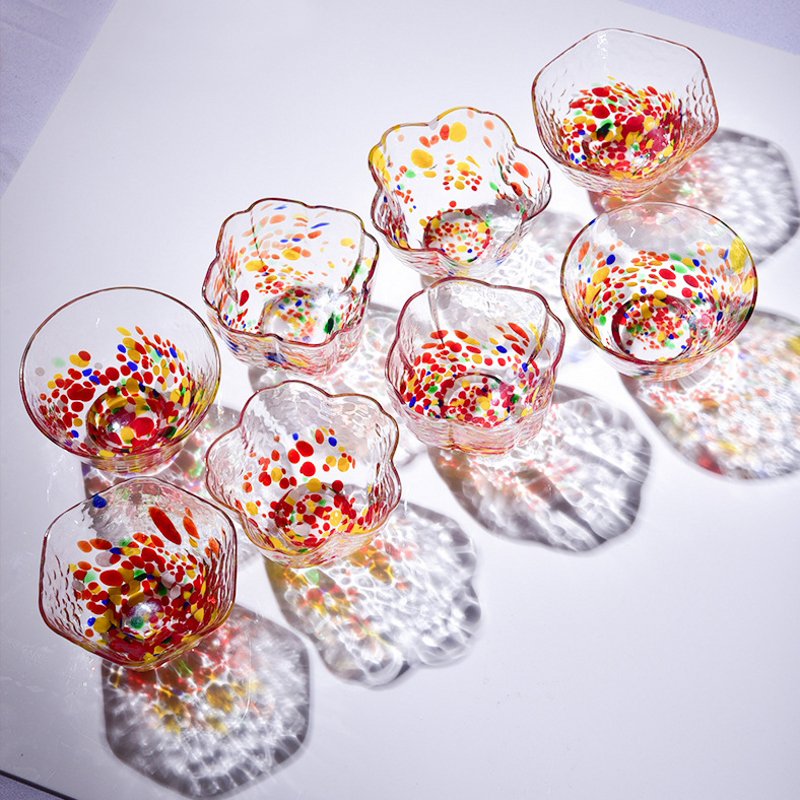 日式手工落樱杯彩点小茶杯酒杯子