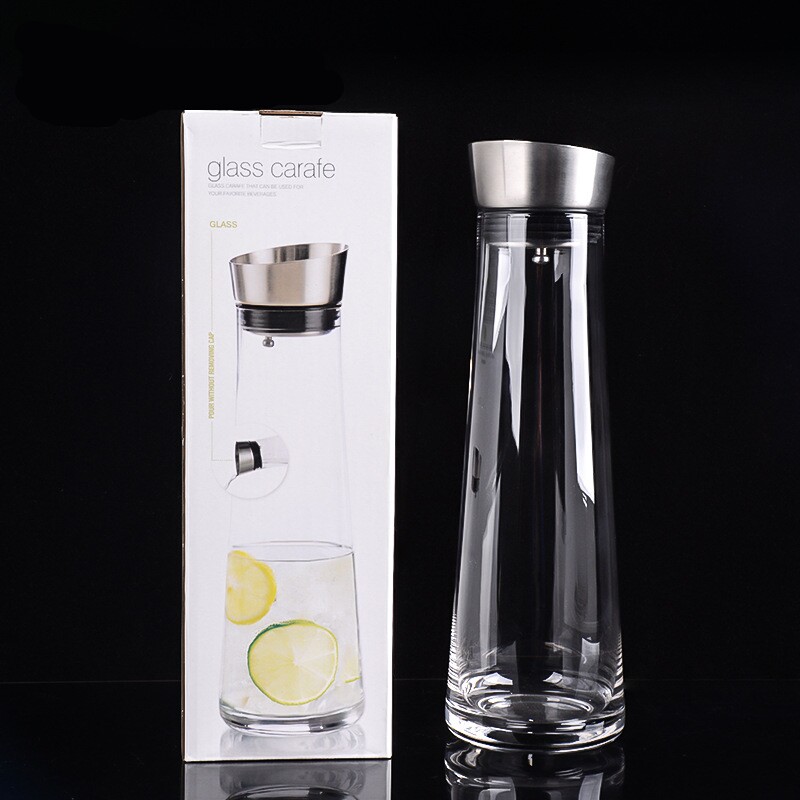 出口欧美耐热水晶玻璃冷水壶大容量果汁壶家用冷水壶不锈钢盖茶壶