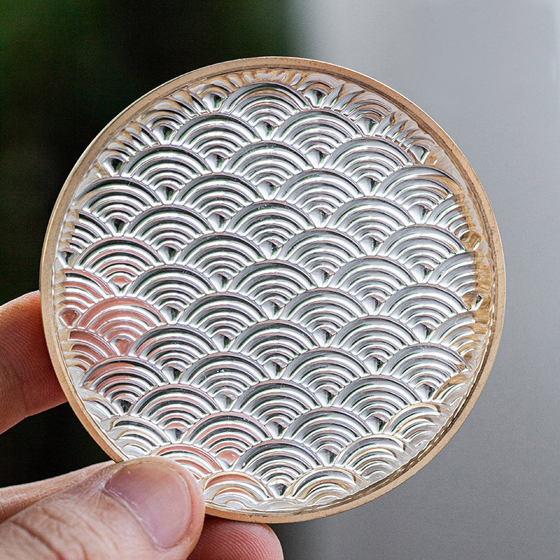 云纹玻璃茶杯垫圆形品茗杯垫隔热垫碟子茶托功夫茶具茶艺茶道配件