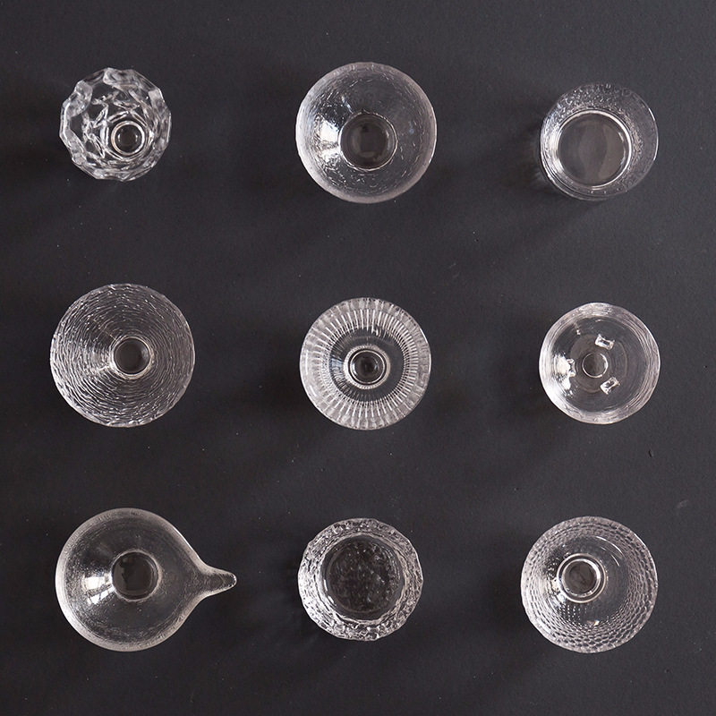 日式纯手工加厚锤纹玻璃品茗杯描金水晶透明耐热小茶杯功夫茶具