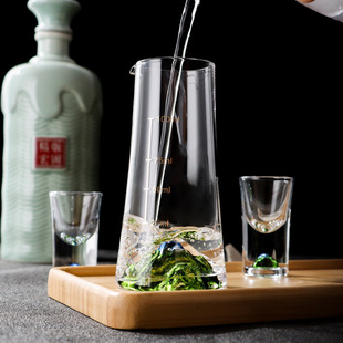 青绿观山白酒杯白酒壶分酒器套装家用千里江山水晶玻璃冰山分酒壶