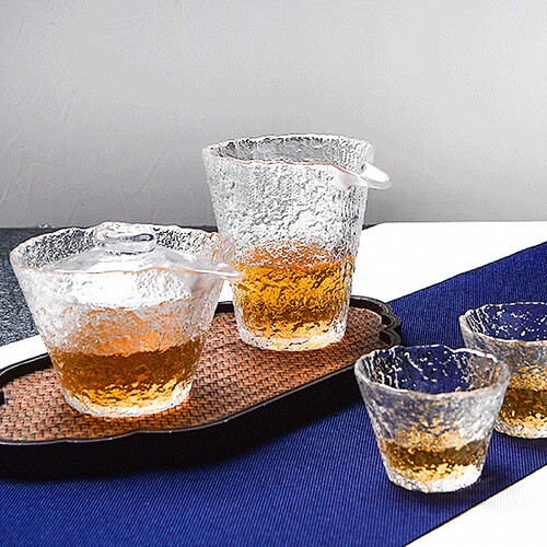 日式玻璃冰露金边小茶杯公道杯