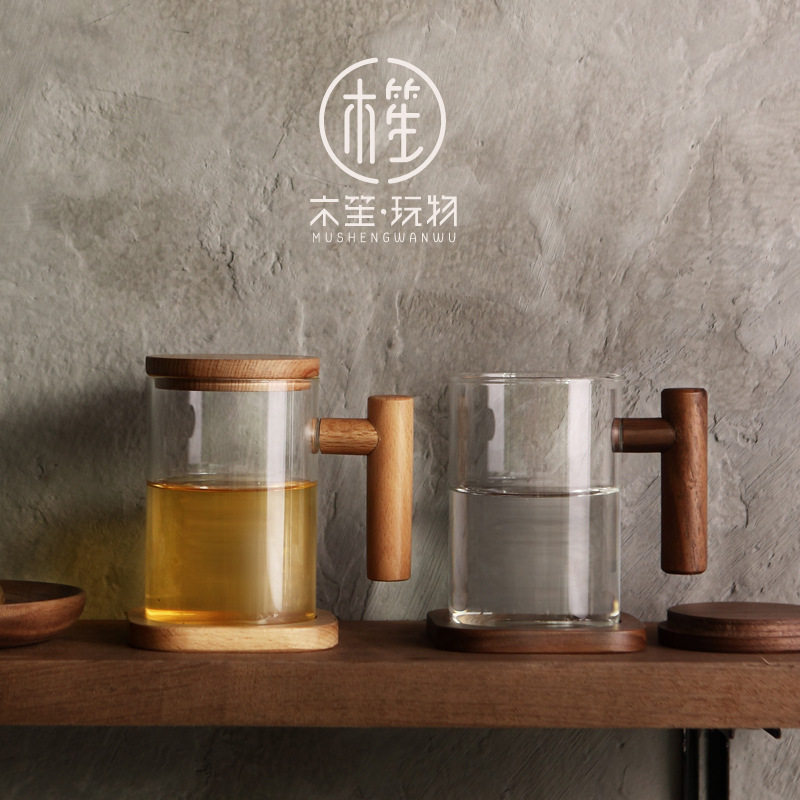 高硼硅玻璃泡花茶杯茶水分类过滤杯透明耐热家用办公品茗水杯创意