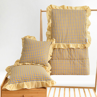 法式大花边全棉午睡抱枕被可机洗