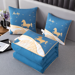 全棉车用抱枕被子两用2025新款纯棉A类午睡枕头毯子二合一空调被