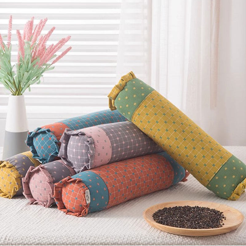 全棉圆柱型荞麦枕纯棉护颈枕植物助睡眠牵引枕头枕套枕芯套可拆洗