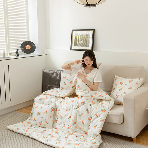 全棉A类可机洗纯棉抱枕被