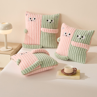 多功能抱枕车用被子两用2025新款卡通秋冬加绒加厚午睡枕头毯子