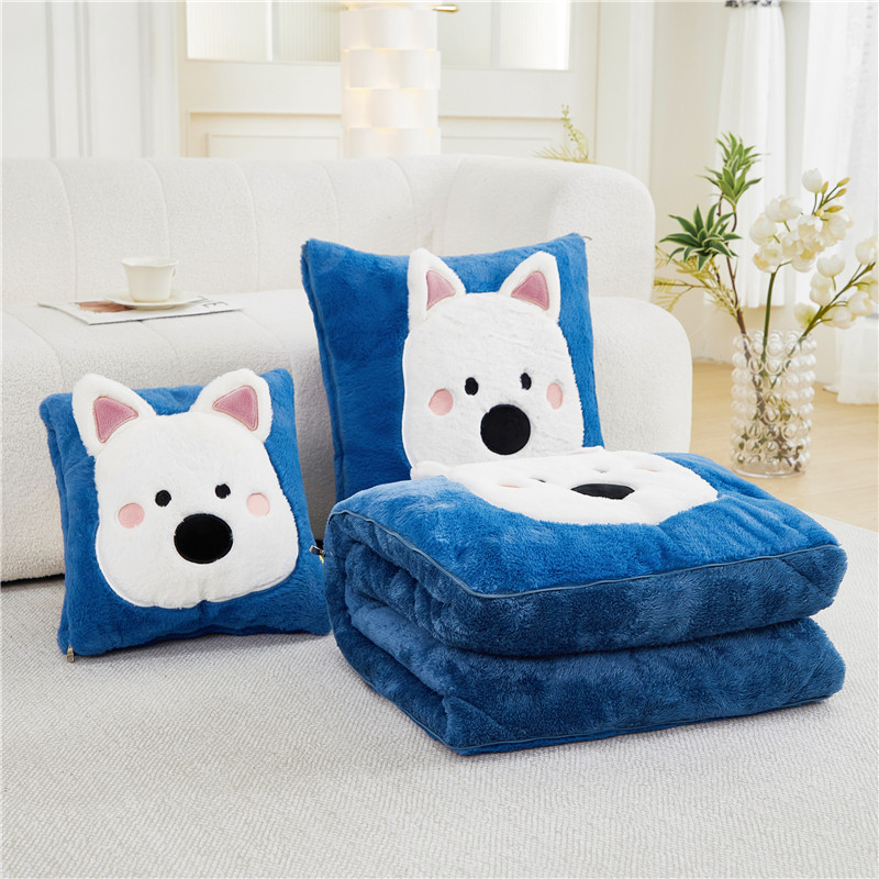 2025新款车载抱枕被子两用秋冬加厚珊瑚绒车用午睡枕头毯子二合一