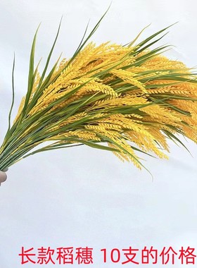 长款仿真稻穗塑料金黄色稻谷丰收水稻舞台装饰布景假禾苗演出道具