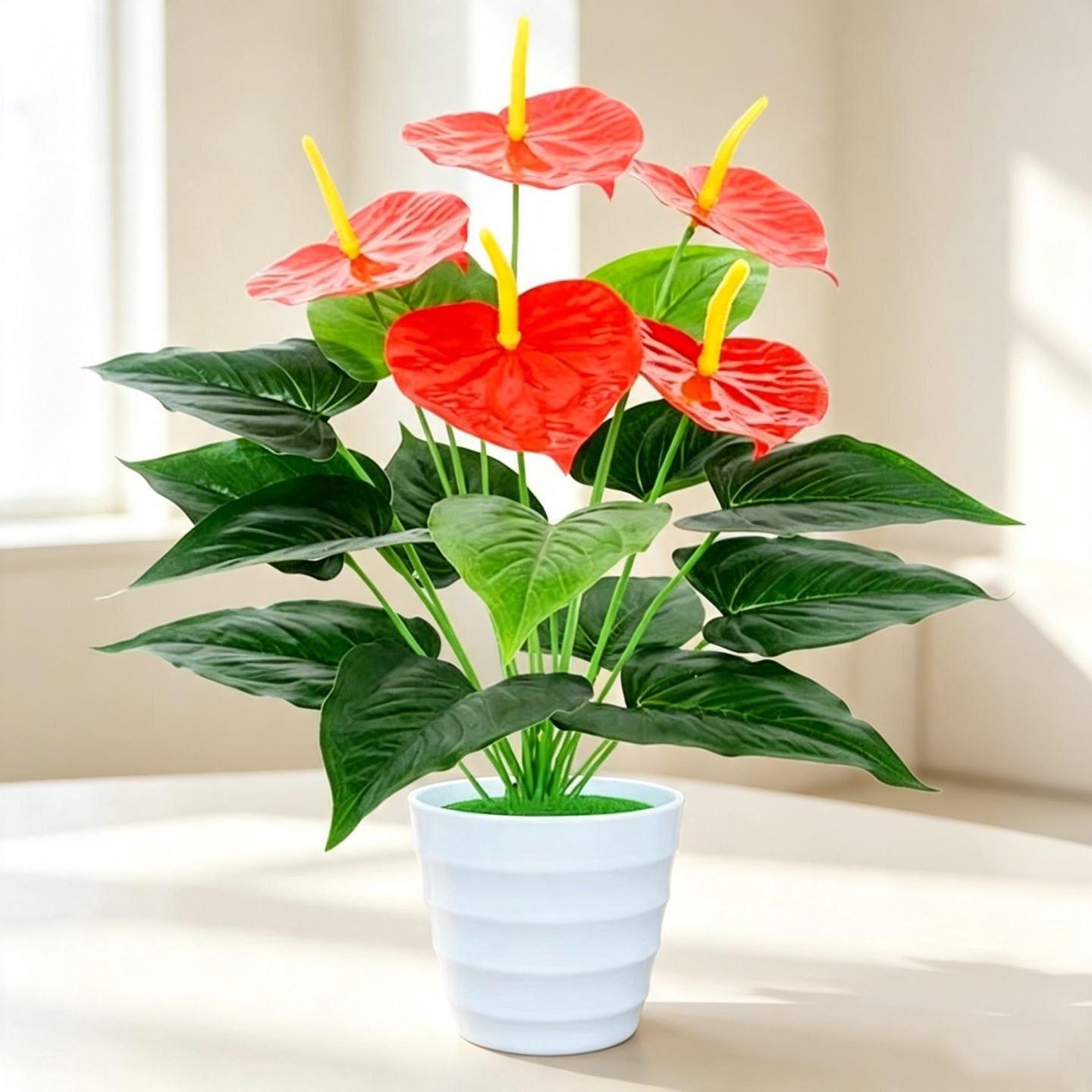 仿真植物红掌假花塑料绿萝盆栽室内外家居客厅装饰花草落地摆设件