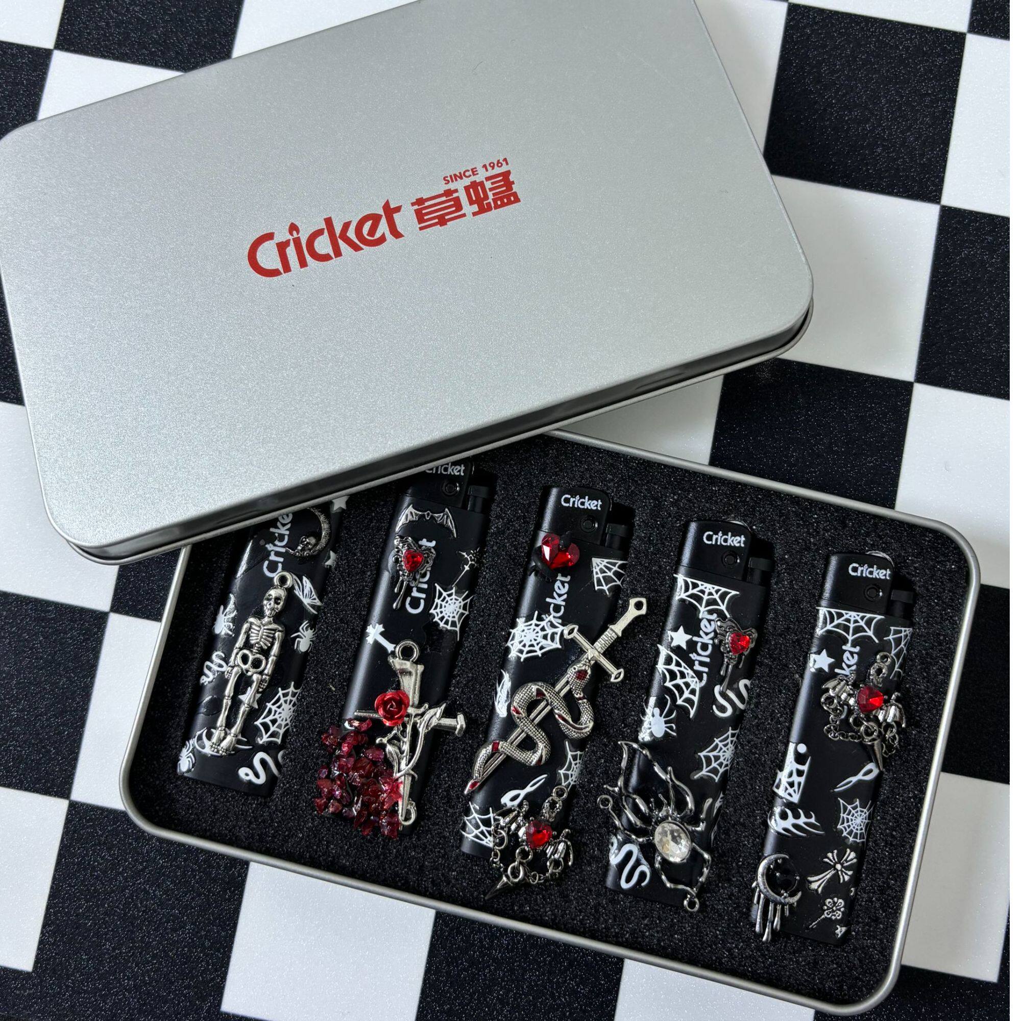 Cricket 草蜢暗黑一次性打火机套装骷髅蜘蛛酷饰撞可爱送礼男士潮