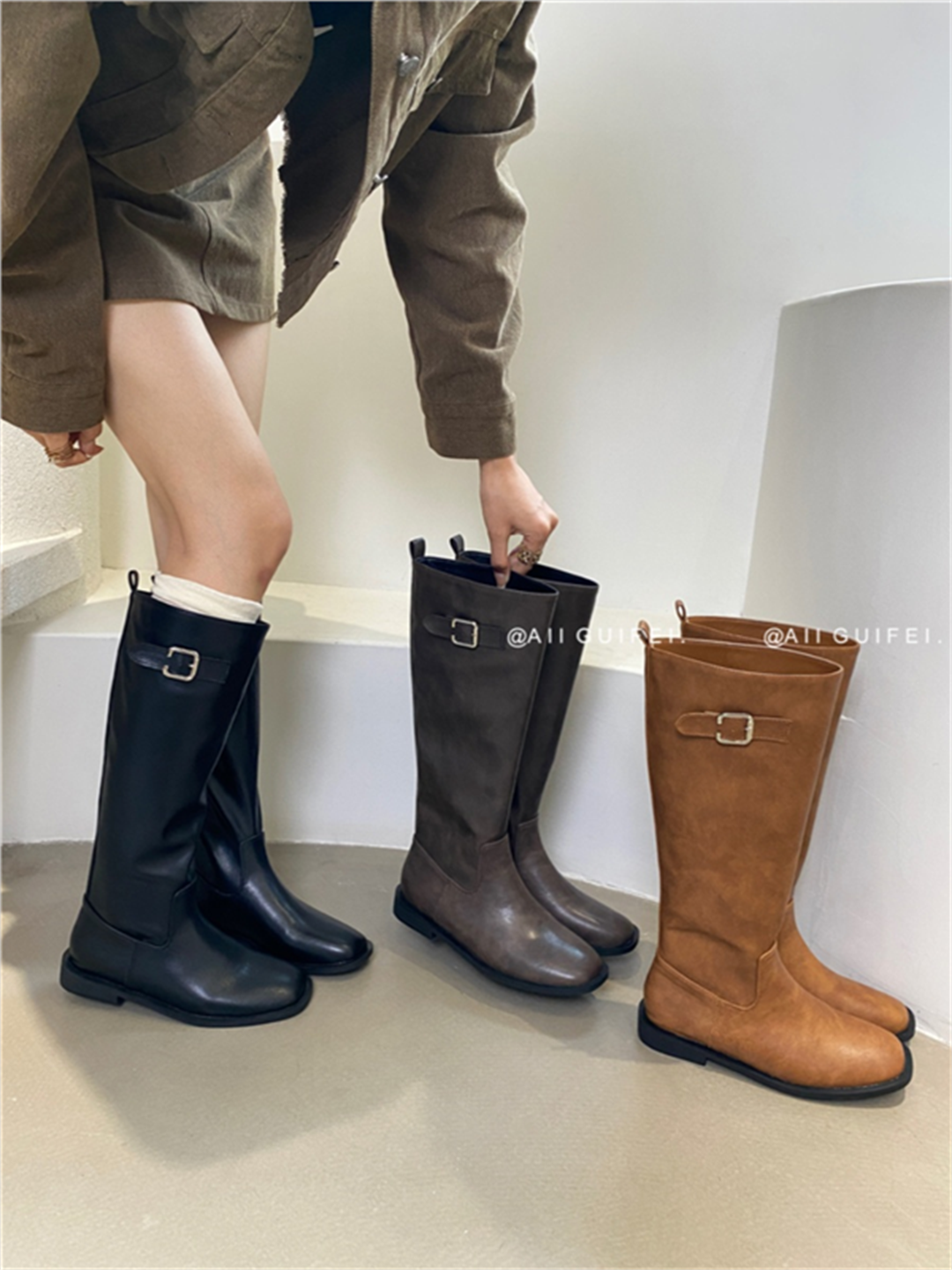 直筒长靴不过膝套筒女鞋